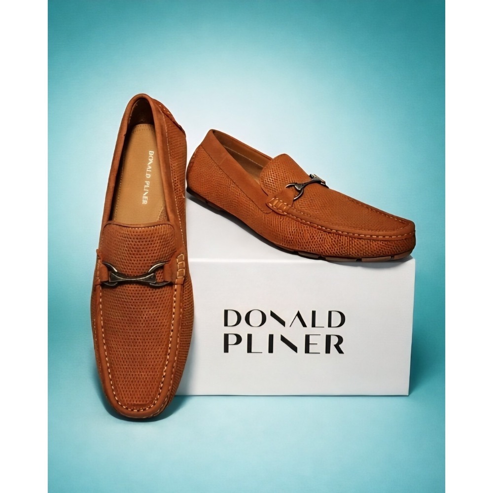 New Men's Donald Pliner Dorion 03 Leather Loafer Whiskey Nubuc, Size 12
